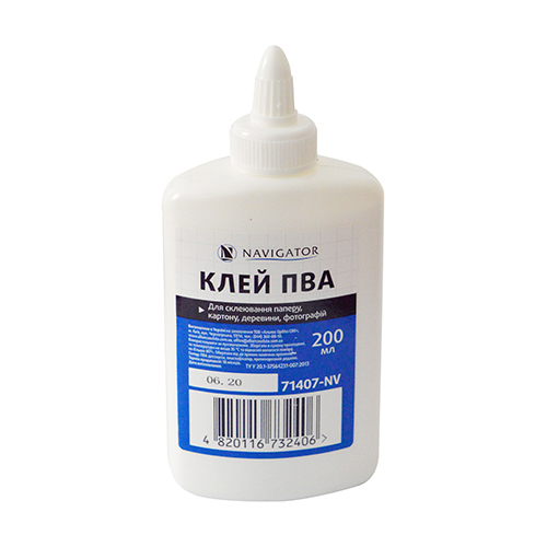 Клей ПВА 200мл NV-71407 з суперковпачком (60) (NAVIGATOR)